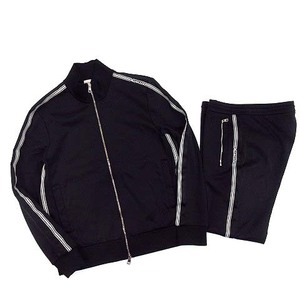 モンクレール MONCLER ジャージ 上下 セットアップ トラックジャケット パンツ ロゴ刺繍 サイドライン 黒 ブラック L M メンズ