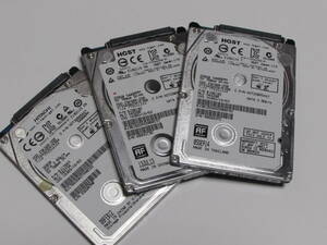 送料185円 HDD SATA 2.5インチ 3個 250GB HGST x 2個 320GB HITACHI x1個 正常 HGSTHTS545025A7E380 HTS543232A7A384 7mm 薄型 ジャンク