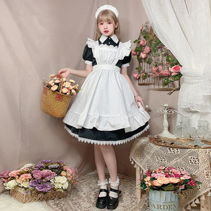 高品質 ロリータ メイド ワンピース コスプレ 可愛い メイド喫茶 メイドカフェ 制服 エプロン レディース 3点セット 衣装 ロリィタ Lolita