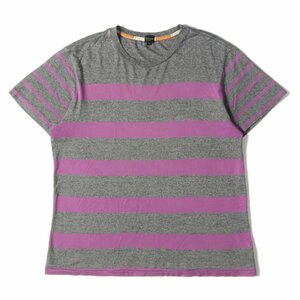 aul Smith ポールスミス Tシャツ サイズ:L パネルボーダー 切替 クルーネック 半袖 Tシャツ 杢調 ごま塩 JEANS グレー パープル ブランド