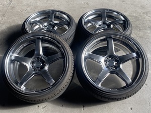 美品 WORKエモーション T5R 2P 19インチ9.0J+25 5H100(PCD100) 215/35R19 チューナーザイズ BRZ トヨタ86 プリウス カローラスポーツ