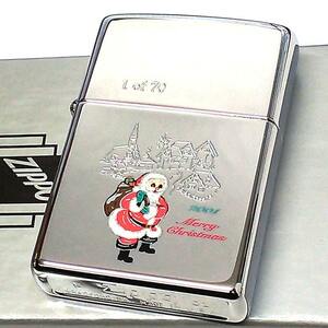 ZIPPO 限定70個生産 クリスマス 2001年製 サンタクロース ジッポ ライター レア 絶版 Xmas 珍しい シルバー おしゃれ 鏡面 未使用品 一点物