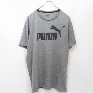 プーマ Tシャツ XXL グレー PUMA 半袖 ロゴ プリント 大きめ クルーネック メンズ レディース 古着 中古 st275