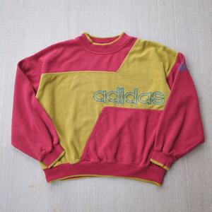 80s adidas ツートーン 切替 ロゴ刺繍 スウェット ヴィンテージ アディダス sweatshirt vintage トレフォイル