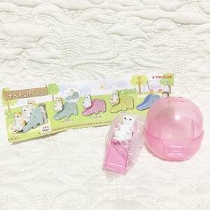 新品　ガチャガチャ　モフサンド/mofusand　すべり台にゃんこ　しろ　ピンクのすべり台