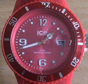 277-0062 ice watch アイスウォッチ メンズ腕時計　ラバーベルト　クオーツ　赤　レッド　電池切れ　動作未確認