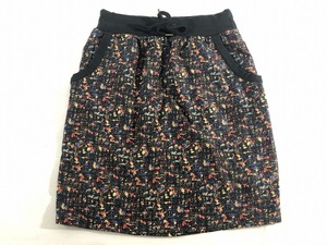 W closet レディース モザイク柄 台形 ひざ丈 スカート 黒 赤 青 M-L やや美品 送料185円