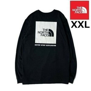 1円～!売切!【正規新品】THE NORTH FACE L/S BOX NSE TEE 長袖 Tシャツ ロンT US限定 男女兼用 バックプリント コットン(XXL)黒 180902-18