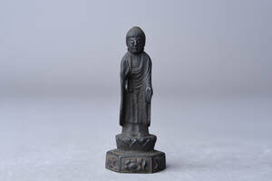 【SBCB】4757　古銅　釈迦如来　立像　豆仏　高さ約7㎝　仏教美術