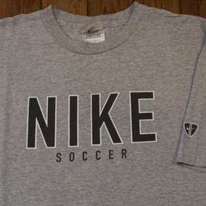 90s NIKE Soccer Tシャツ XL グレー ロゴ スウオッシュ ナイキ サッカー スポーツ 半袖 オールド ストリート 古着