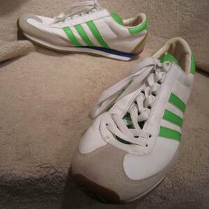 観賞用　　アディダス　カントリー（132691）白/黄緑/金　27.5㎝　US9.5　　　　　adidas COUNTRY　　2005年製　　多々ヒビあり　　wj2404c