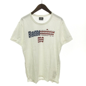 ティーエムティー TMT Tシャツ カットソー 半袖 クルーネック ストーン ロゴ プリント TCS-S18SP08 白 ホワイト XL メンズ