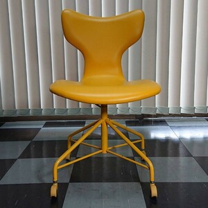 ■天童木工 TENDO チェア 椅子 キャスターチェア デスクチェア ヴィンテージ チェア 希少カラー 黄色 ミッドセンチュリー