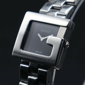 GUCCI グッチ 3600L クォーツ Gロゴ スクエア ブラック文字盤 スイス製 2針 純正ブレス レディース腕時計