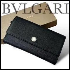 【極美品】BVLGARI レザー サフィアーノ 長財布 クラシコ ロゴ ブラック