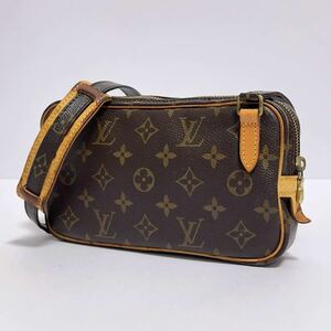 1円 ◎ LOUIS VUITTON ルイヴィトン M51828 ポシェット マルリーバンドリエール モノグラム ショルダーバッグ ブラウン 斜め掛け DU0092