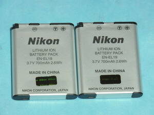 NIKON 未使用品 純正バッテリー EN-EL19 ２個 管理670