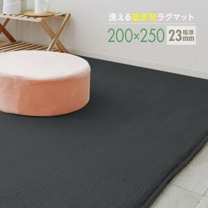 ラグ カーペット ラグマット Lサイズ 200x250cm 極厚23mm 3.2畳 床暖房 抗菌 防ダニ 低反発 絨毯 リビング マット 滑り止め ダークグレー