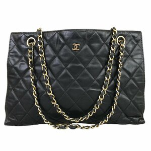 【1円～】 シャネル CHANEL バッグ ショルダーバッグ チェーンショルダー マトラッセ ココマーク レザー 1番台 ブラック 中古