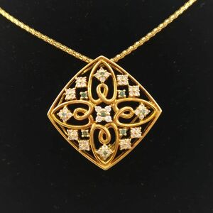 天然ダイヤモンド ネックレス 0.9ct K18 重さ13.6g 43cm(調整可能）ソーティング付き 新品仕上げ済 ブローチ 750 ◆3107/SBS通り店