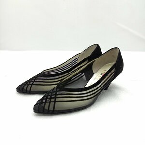 パンプス 靴 女性用 サイズ23E ブラック 日本製 メッシュ 軽量 スエード TIFFANY ITALY レディース 黒【道楽札幌】