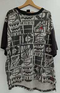 【古着】 NIKE ナイキ AIR JORDAN エアジョーダン 半袖Tシャツ XLサイズ 総柄 グレー × ブラック F3-01-04-PRM メンズ ストリート