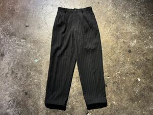 COMME des GARCONS HOMME コム デ ギャルソン オム AD1998 90s ウール ストライプ センタープレス タック パンツ Wool Tuck Pants L