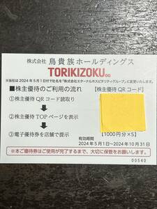 鳥貴族株主優待　QRコード　5,000円券