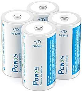 POWXS 単一電池 充電式 ニッケル水素充電池 7000mAh 約1200回使用可能 4本入り 液漏れ防止 単1電池 単一充電池