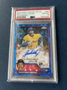 PSA10 吉田正尚 直筆サインカード Topps Chrome Masataka Yoshida auto blue ray wave レッドソックス オリックス WBC日本代表 199枚限定 