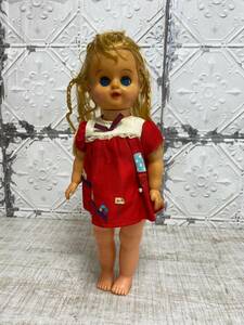 ★a-28　昭和の歩行人形 お人形 女の子 玩具 おもちゃ レトロ 昭和レトロ 青い目 ブルーアイ 全長50㎝