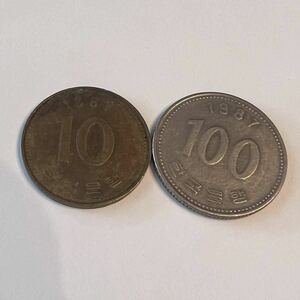 韓国１００ウォン硬貨 1枚 １０ウォン硬貨1枚 1987年 古銭