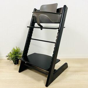 ④S/Ｎ4 ストッケ トリップトラップ ブラック SN.4 グレー ベビーセット付き シリアルナンバー4 STOKKE TRIPP TRAPP