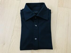 【美品】デザインワークス★ニットドレスシャツ★黒★44