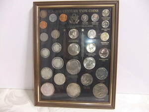 U.S. 20th CENTURY TYPE COINS 額入り ＵＳＡアメリカコイン 建国２００年記念硬貨 他　 古銭 28枚リバティコイン LIBERTY 