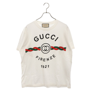 GUCCI グッチ FIRENZE 1921 Tシャツ ロゴ 半袖Tシャツ カットソー 616036 ホワイト