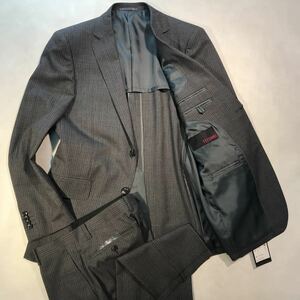 【衝撃の価格】新品未使用　紳士服　背広　ストライプスーツ/サイズL A6/グレイ系/センターベンツ　ノータック/毛100％　良品質素材