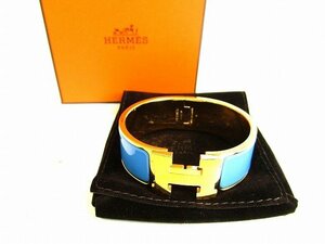 【展示保管品】 エルメス HERMES クリック クラック H ゴールドプレーテッド エナメル ブレスレット バングル