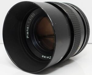 CONTAX コンタックス Carl Zeiss カールツァイス Planar プラナー 50mm F1.4 単焦点MFレンズ METAL HOOD メタルフード付き 中古