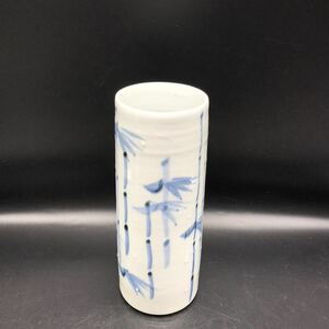 美品　花瓶　シンプルな花器　染付 竹林図　置物　インテリア　花生 花器　置物　インテリア　TJ