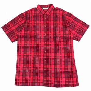 新品 PIA SPORTS ピアスポーツ ロゴ刺繍 麻 リネン チェック シャツ 4(L) 赤 レッド 半袖 RAIKA ライカ 国内正規品 メンズ 紳士 未使用