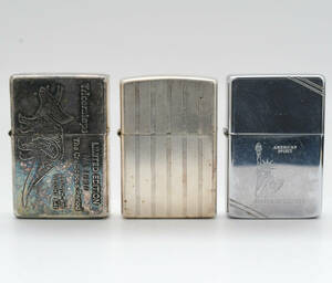 中古品 ZIPPO ジッポー 自由の女神 縦ストライプ トリケラトプス シリアル リミテッドエディション 3本セット まとめ売り（23812）