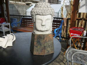 【A20114】中国古玩 石彫 仏頭 石仏 23㎝ 9kg 時代古玩 仏教美術