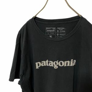 7 パタゴニア　L アメリカ古着　USA製　プリント　オーガニックコットン　半袖　Tシャツ　ブラック　patagonia　SLIM FIT メンズ