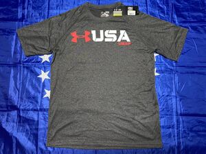 新品未使用品タグ付き　made in USA USAF / UNDER ARMOUR heat gear DRY Tシャツ　Mサイズ　チャコールグレー