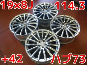 WEDS レオニス 19×8J PCD114.3 5H +42 ハブ73 アルファード ヴェルファイア CX-5 ホイールのみ4本 店頭受け取り歓迎♪R502W114