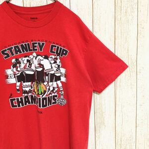 Reebok リーボック NHL Chicago Blackhawks シカゴ・ブラックホークス プリント Tシャツ L USA古着 アメリカ古着