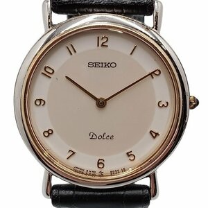 稼働品 SEIKO DOLCE 8N40-6000 金 セイコー クォーツ ドルチェ ラウンド 腕時計 MB fe ABB1