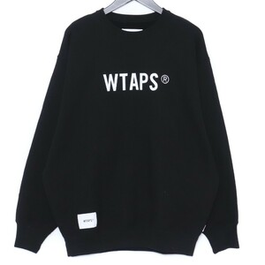 WTAPS SIGN SWEATER COTTON TSSC サイズ03 ブラック 241ATDT-CSM01 ダブルタップス サインスウェットトレーナー コットン 24ss