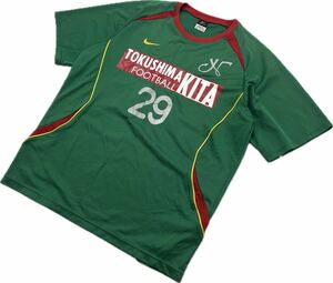 NIKE ☆ 強豪◎ 徳島北高校 サッカー部 グリーン 半袖 シャツ ゲームシャツ ユニフォーム Tシャツ XXL サッカー フットサル ナイキ■BB268